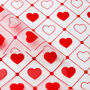 20 LEMBAR Kertas Buket Bunga Love Flower Wrapping Cellophane Motif Love Garis KB6104