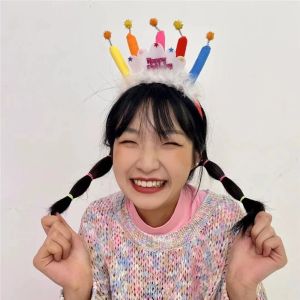 YOYO CHARMING Photo Props Party Props Simple Headdress Headwear Candle Happy Birthday Children Kids Women Hair Hoop Korean Style Headband Birthday Hairband Hair Accessories