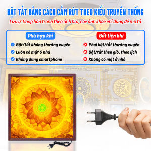 Đèn Hào Quang In Tranh Trúc Chỉ Vuông Lá Bồ Đề Trang Trí Phòng Thờ Bàn Thờ Treo Tường TC-TV-04