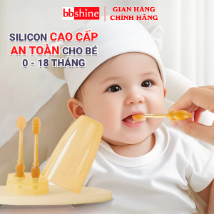 Bàn chải đánh răng cho bé silicon cao cấp BBShine Set rơ lưỡi cho bé 0-18 tháng mềm mại – SS022