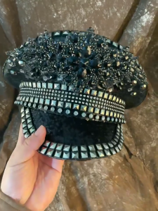 Sparkling Captain Hat Heavy Sequins Rivets Hat for Bachelorette Party Captain Hat Bride Hat for Actor Actress