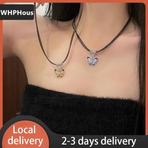 [COD] WHPHous Ship within 24 hours Chinese Style Fashion Retro Braided Rope Necklace Butterfly Flower Moon Safety Lock Pendant Necklace For Women Vintage Jewelry