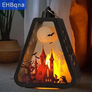 [COD] EHBqna SPORTS โคมไฟผีฟักทองปราสาท1ชิ้นเครื่องประดับสไตล์ฮาโลวีนไฟตกแต่งของที่ระลึกของขวัญเซอร์ไพรส์ไฟกลางคืนใช้พลังงานจากแบตเตอรี่