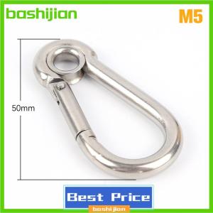 bashijian M4 M5 M6 M7 M8 Stainless Steel Carabiner Carbine Snap Hook with Eyelet Spring Buckle Key Ring