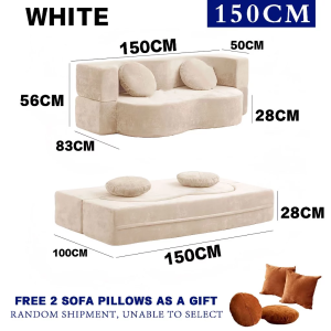 Fabric Sofa Bed with Armrests Two-Seater Design Removable and Washable Lounge Sofa Bed