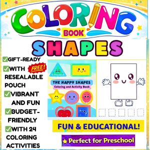 Shapes Coloring Book for Kids with FREE Resealable Pouch Gift Ready Birthday Party Giveaways