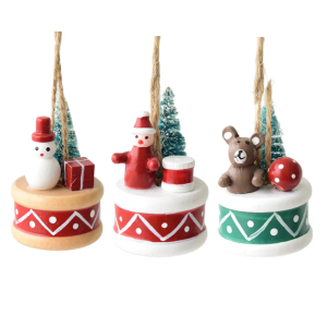 หิ้งวางบนโต๊ะลายตุ๊กตาหิมะของตกแต่งกลองขนาดเล็กด้วยเรซิ่นทำมือสำหรับวางบนหิ้งหนังสือ