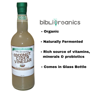 Bibliorganics Coconut CIder  Vinegar 750ml – Naturally Fermented • All-Natural & Organic • Rich in Vitamins Minerals & Probiotics • Glass Bottle