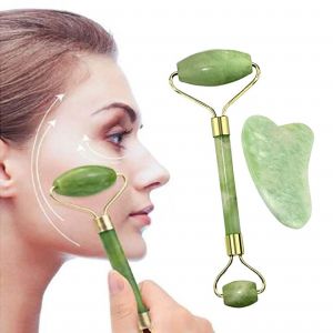 Gua Sha Scraping Plate and Jade Face Roller Set Traditional Facial Face Massager Tools Set