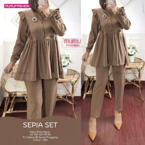 MUMU - SEPIA Setelan Knit Terlaris Model Rafel Premium by Mumu Fashion