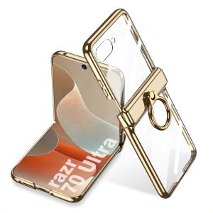 【🔥SG🔥】RICHMENTMALL Magnetic Hinge Slim Shell Transparent Case For Motorola Razr 60/70 Ultra Ring Holder Plastic Cover Motorola Razr