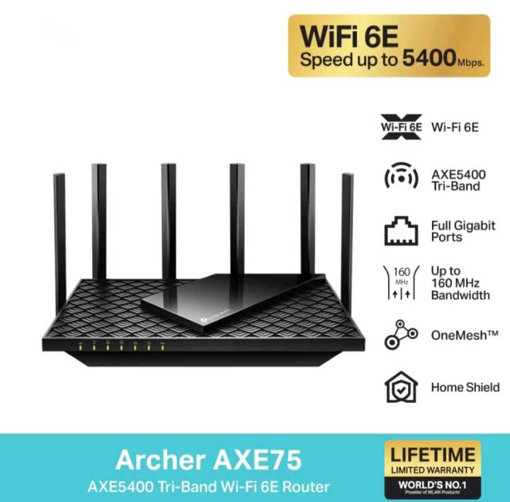 WiFi 6E] TP-Link Archer AXE75 AXE5400 Tri-Band Wi-Fi 6E Router เราเตอร์ไวไฟ 6E ซีพียู Quad-Core มี OFDMA รองรับปริมาณการใช้งานได้มากขึ้น/ivoryitshop