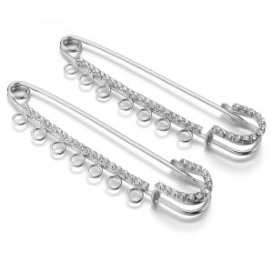 XZD92245 2pcs/lot Alloy Brooch Base Rhinestone Setting With Loops Rhinestone Brooch Base Versatile DIY Brooch Pins For Women