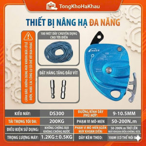 [Hàng Có Sẵn] Thiết Bị Tời Nâng Hạ Người Và Đồ Vật Dùng Khoan Pin Ds300 Ds500 Ds700 Tự Động Khóa Dây Chống Rơi