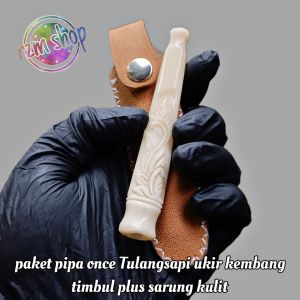 paket ngebul pipa once cangklong ukir daun timbul dan sarungnya