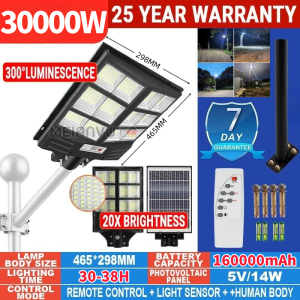 Solar Street Lights Outdoor Waterproof Dusk to Dawn Large 50000W Outdoor Floodlight LED Motion Sensor 7000K Wide Angle Parking Lot Flood Lamp Remote Control for Yard Garden
