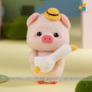 Bộ kit len chọc Gia Đình Heo Dễ Thương làm quà DIY móc khoá từ handmade có hướng dẫn - Needle felting Pig Familyđồ