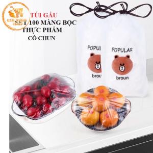 Màng Bọc Thực Phẩm Co Giãn Có Chun Hình Túi Gấu (Set 100 Chiếc)