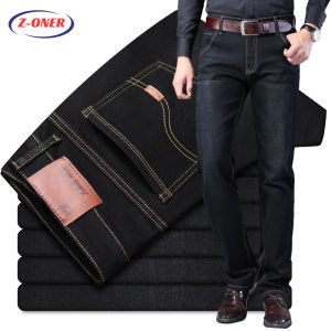Z-ONER Classic Jeans for Men New Style Slim Straight Stretch Jeans Plus Size Business Denim Jeacns