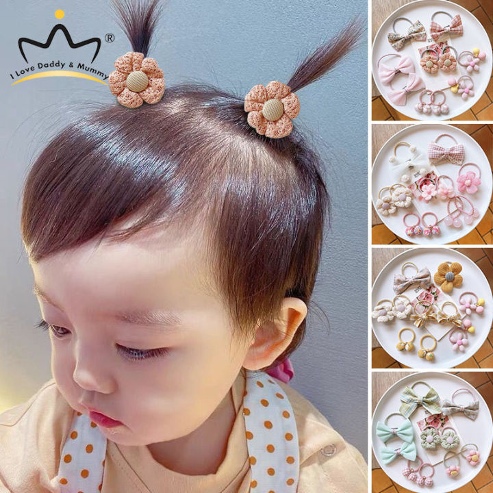 10Pcs/Set Baby Elastic Hair Bands Flower Bows Kids Rubber Bands