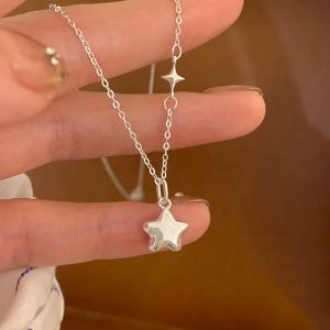 New Arrival 925 Sterling Silver Star Necklace for Women Exquisite Five Pointed Star Collarbone Chain Jewelry Gifts