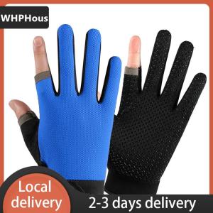 [COD] WHPHous Ship within 24 hours Summer Men Fishing Gloves Women Two Finger Cut Male Touchscreen Angling Anti-Slip Sun-Proof Breathable Cycling Fitness Gloves