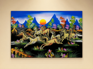 Tranh sơn mài - MÃ ĐÁO THÀNH CÔNG - Đắp nổi phù điêu/ Size 40x60 cm