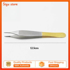 Edison tweezers gold handle insert 12.5cm straight toothed 1.5mm cosmetic plastic surgery plastic tweezers