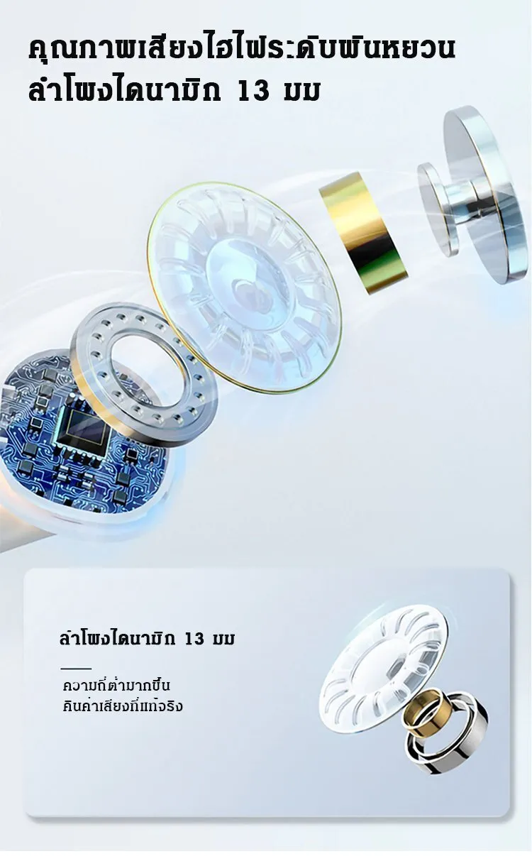 หูฟังใส่นอน MD538 ชุดหูฟังบลูทูธ Bluetooth 5.3 หูฟังไร้สาย แบบใส่ในหูขนาดเล็กบางเฉียบ