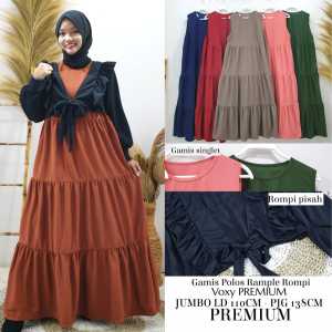 Gamis Rompi Model 3 Rample LD 120 Cm Jumbo ( Rompi Bisa Dilepas ) Voxy Spandek Premium PJ 138 CM