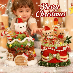 Oldlaiben กล่องเค้ก DIY กล่องของขวัญคริสต์มาส เปิดปิดแบบหมุนได้ แท่งบิด น่ารักสวย ใช้ส่งของขวัญคริสต์มาส