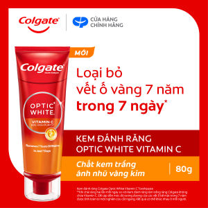 Kem đánh răng Colgate  trắng răng Optic White Vitamin C độ tinh khiết cao loại bỏ vết ố cứng đầu lâu năm trong 7 ngày 80g/ tuýp