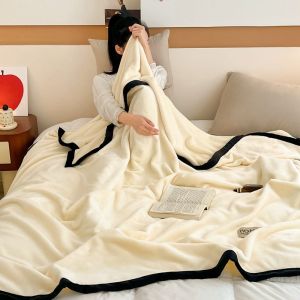 Autumn and Winter 400G Thickened Milk Velvet Blanket Nap Multifunctional Cover Blanket Solid Color Simple Student Dormitory Flannel Blanket LZD