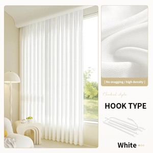 5/6/7/8/9/10ft Curtain White Sheer Curtain Langsir Sheer Putih With Hooks Lace Kutina For Window Screen For Living Room
