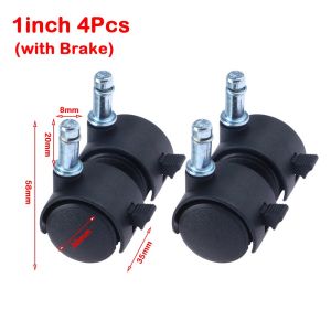GTRBFDS 4Pcs có phanh Bánh xe xoay 1/1.5 inch Hoạt động yên tĩnh Bánh xe di chuyển đồ nội thất Di động Chống mài mòn Bánh xe ghế văn phòng cho Đồ Nội Thất Ghế Văn Phòng Vali Xe đẩy