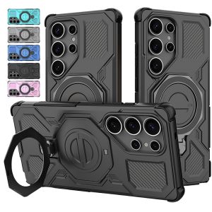 Shockproof Armor Phone Case For Samsung Galaxy S25 Ultra Edeg FE S25+ Car Magnetic Holder Cover Galaxy S25 Plus S24Ultra Funda