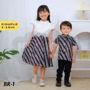 Baju Batik Anak Couple Kakak Adik Cowok Cewek Laki Perempuan Kemeja Dress Brokat Sarimbit Pesta Kombinasi Kekinian Katun Bagus 1-13 tahun