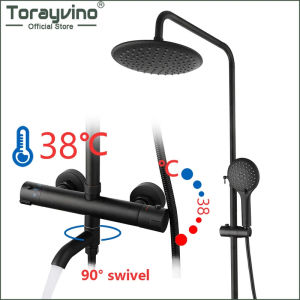 LDIES YANKSMART Thermostatic Bathroom Shower Faucet Set Temperature Shower System Rainfall Chuveiro Head Handheld Sprayer Mixer Tap B4K7H