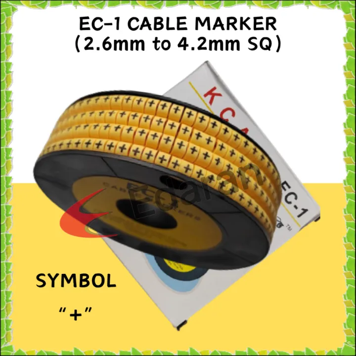 EC-1%20CABLE%20MARKER%20/%20WIRE%20MARKER%20SYMBOL%20-%20,%20+%20,%20/%20(2.6MM%20TO%204.2MM%20SQ)%20-%201000PCS/BOX%20-%20Image%202