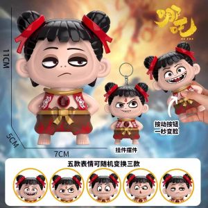 [SG Stock] Nezha & Ao Bing Face-Changing Figure Press to Switch Expressions Cute Desktop Ornament Toy
