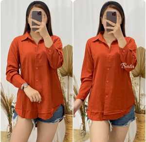 ATASAN BLOUSE REMAJA KEMEJA WANITA TERBARU KOREAN STYLE BAHAN CRINKLE PREMIUM UK L XL