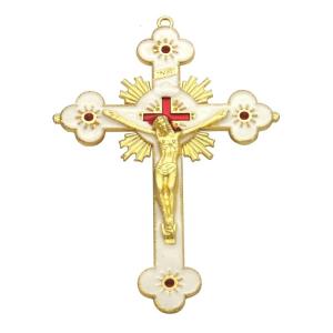 Metal Enamel Flower Crucifix for Cross Spiritual Religious Jesus Catholic Blessing Hand Holding Faith Gifts Prayer Home Church Decoration