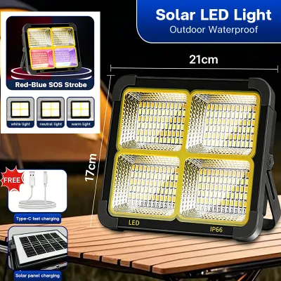 JUMBO Solar Charging Light 20000W Portable LED Camping Lantern with USB Type-C Charging IP68 Waterproof