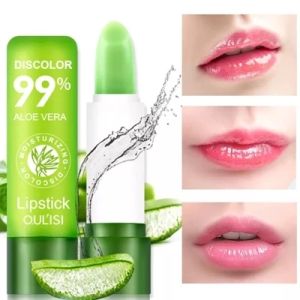 WOOLOVE 1pc Moisturizing Lip Balm Aloe Vera Long-lasting Natural Lipstick Mood Changing Color Anti-Aging