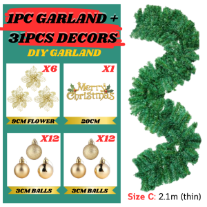 Christmas garland complete set garlands for christmas decor wreath artifical eucalyptus garland for center table rattan hanging decor garlands ribbon tinsel garland christmas balls christmas flower christmas bow christmas ribbons roll xmas decor 2025