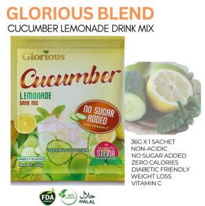 Glorious Blend Cucumber Lemonade 36g No Sugar Added with Vitamin C Zero Calories 1 Sachet