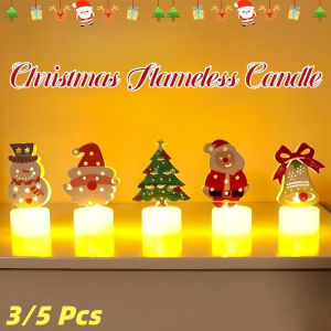 LED Christmas Flameless Candle Electronic Candle Light Desktop Ornament Xmas Atmosphere Gifts