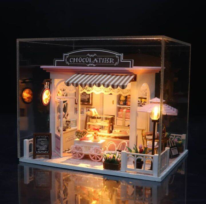 Wilko21 DIY LED Miniature Chocolate Shop Doll House Handmade Crafts ...