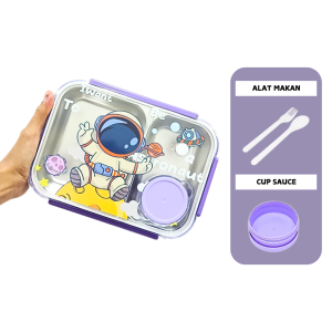 Panda Home Lunch Box Stainless Karakter Astronot Tempat Bekal Anti Campur Unicorn Kotak Makan Dino