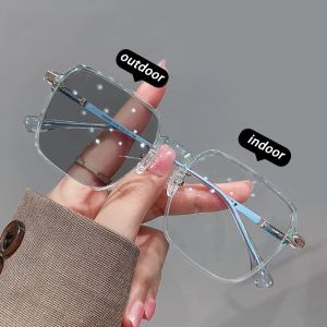 Kacamata Anti Radiasi Photocromic Korea untuk Wanita Pria Bingkai Komputer Persegi